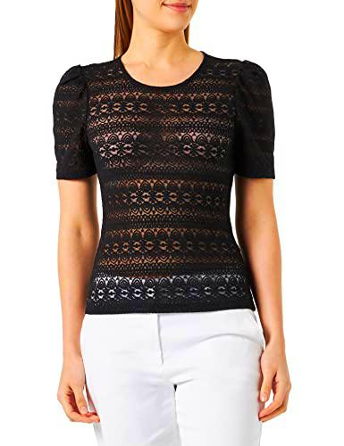 Vila Vichikka Puff O-Neck S/S Top-Noos Camiseta, Negro