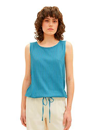 TOM TAILOR 1036892 Top, 32056 Petrol Green Thin Stripe