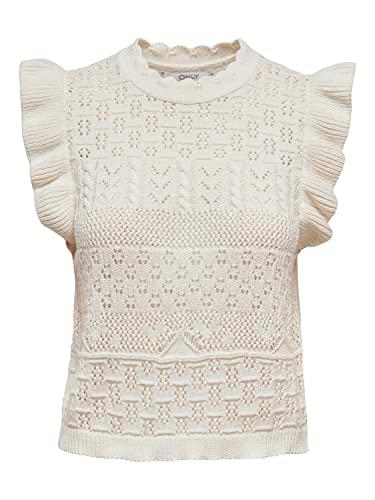 Only Onltulle Life S/L Frill Top Knt Noos, Eggnog, XXL para Mujer