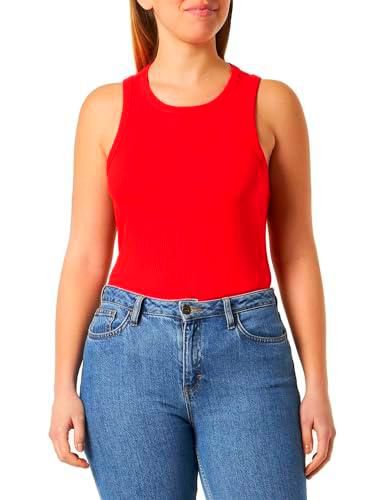 Tommy Hilfiger Mujer Top Slim 5X2 Rib Stretch, Rojo (Fireworks), M