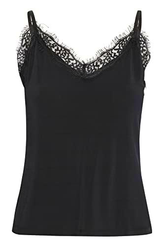 Part Two Top de Cuello en V para Mujer, Ajustado, Longitud Normal, Negro, XL