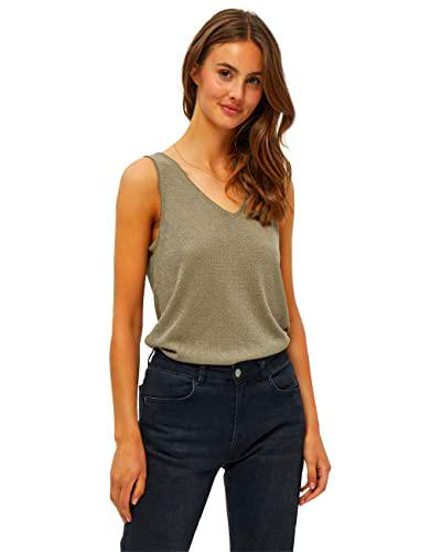 Minus Carli Knit Top para Mujer, Marrón (394 Wood smoke lurex), S