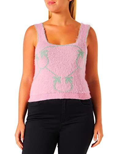 Pinko Laurie Top Mixto Alpaca Light Camisa Cami, Ns1_Rosa/Verde