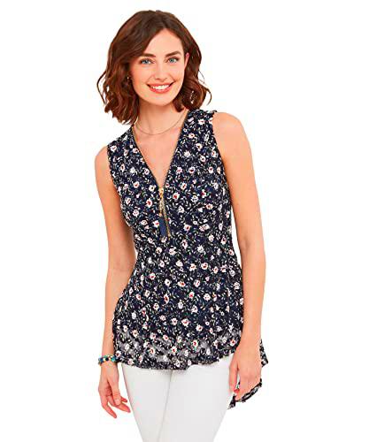 Joe Browns Top Floral sin Mangas con Cremallera Frontal y Dobladillo Alto y bajo Chaleco de Moda