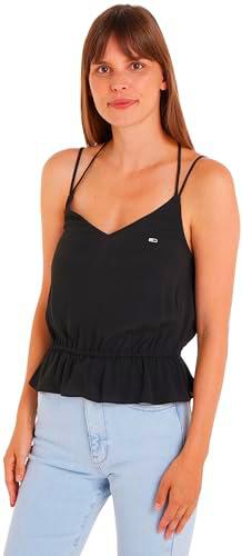 Tommy Jeans TJW Essential Strappy Top, Tops Tejidos Mujer, Black,