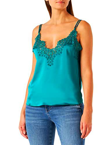 Pinko Tiziana Top Satin Camisa Cami, V80_Verde Parasailing