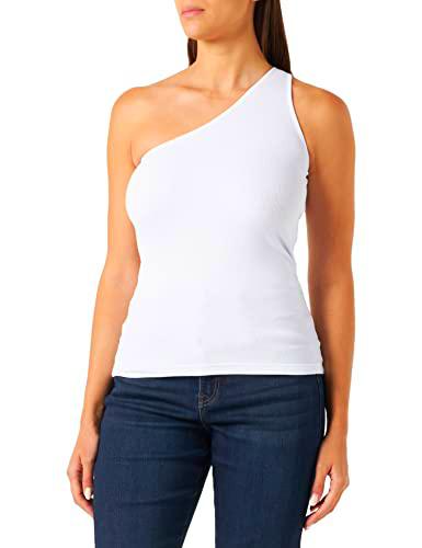 Pinko Tacito Top Costina de algodón Camiseta, Z04_Blanco Brill