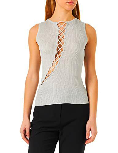 Pinko Titanio Camiseta de Tirantes Costina Metall, I17_Plata-Metalizado