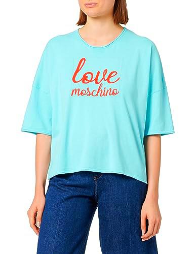 Love Moschino Top de Manga Corte Grande, Turquesa, 44 para Mujer