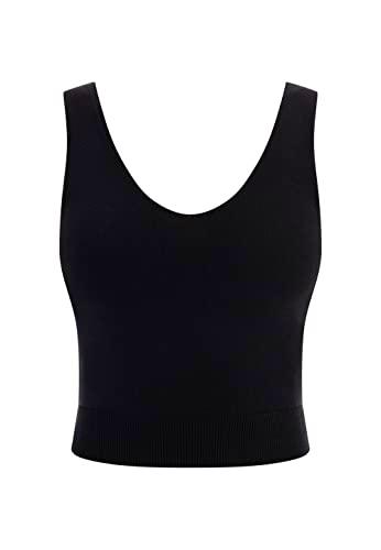 faina Camiseta sin Mangas de Punto, Negro, M para Mujer