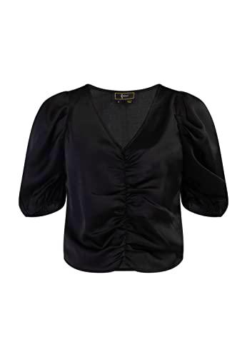 NALLY Top drapeado, Negro, XS para Mujer