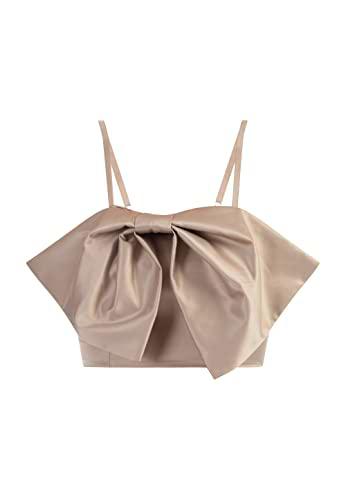 dedica Top con Lazo, Beige, XS para Mujer