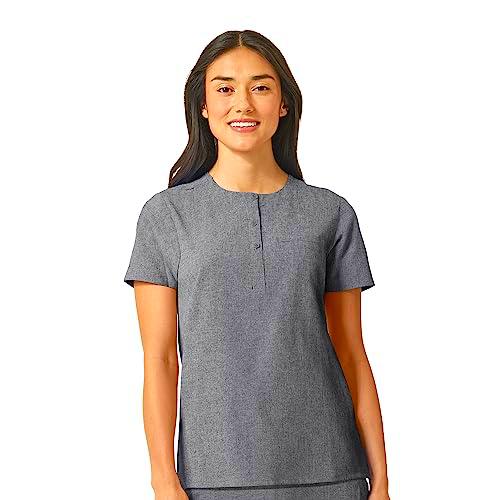 WonderWink Top con Cuello Mandarina, Gris, M para Mujer