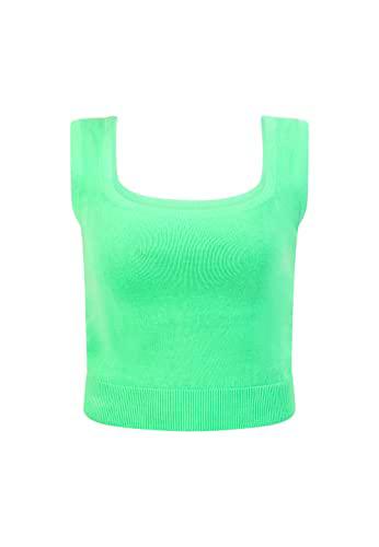 myMo Top de Punto Camiseta, Verde Claro, XS para Mujer