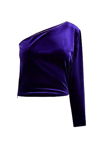 aleva Top con un Solo Hombro, Morado, S para Mujer