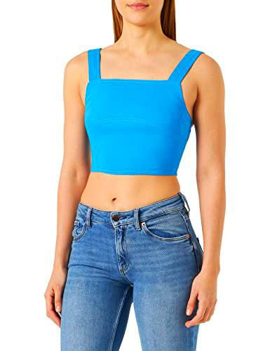 Pinko Rotarfreno Top Lino Stretch Camiseta, F71_Azul Directorio