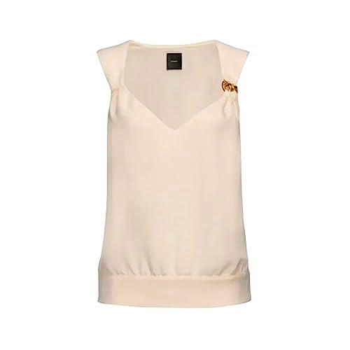 Pinko Teudosia Top Crepe Fluido Camisa Cami, O62_pergamino Past