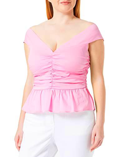 Pinko Taciturno Top Popeline Stretch Camiseta, P31_Rosa Marino