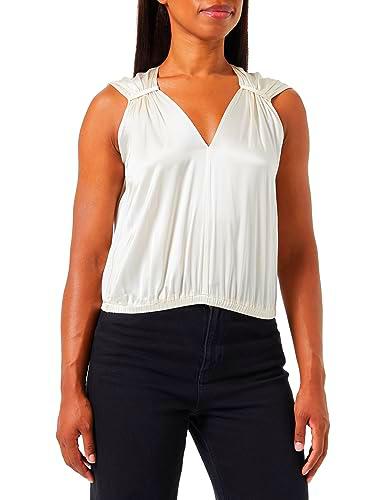 Pinko Fiscal Top Satin Stretch Chaleco de Moda, O62_Pergamino Past