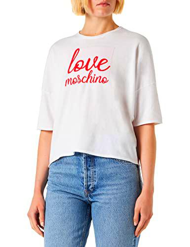 Love Moschino Top de Manga Corte Grande, Blanco óptico