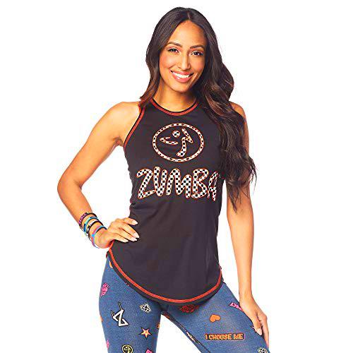 Zumba Camiseta sin Mangas con Cuello para Entrenamiento de Moda para Mujer X-Pequeña B2b Negro