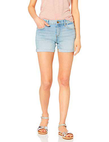 Daily Ritual Denim Turn Cuff Short-Base B Shorts, Desteñido (Bleach Wash), 29